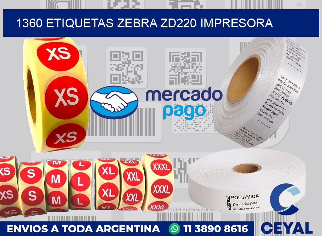 1360 etiquetas Zebra zd220 impresora