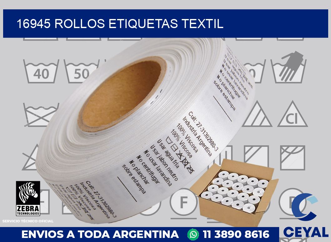 16945 rollos etiquetas textil