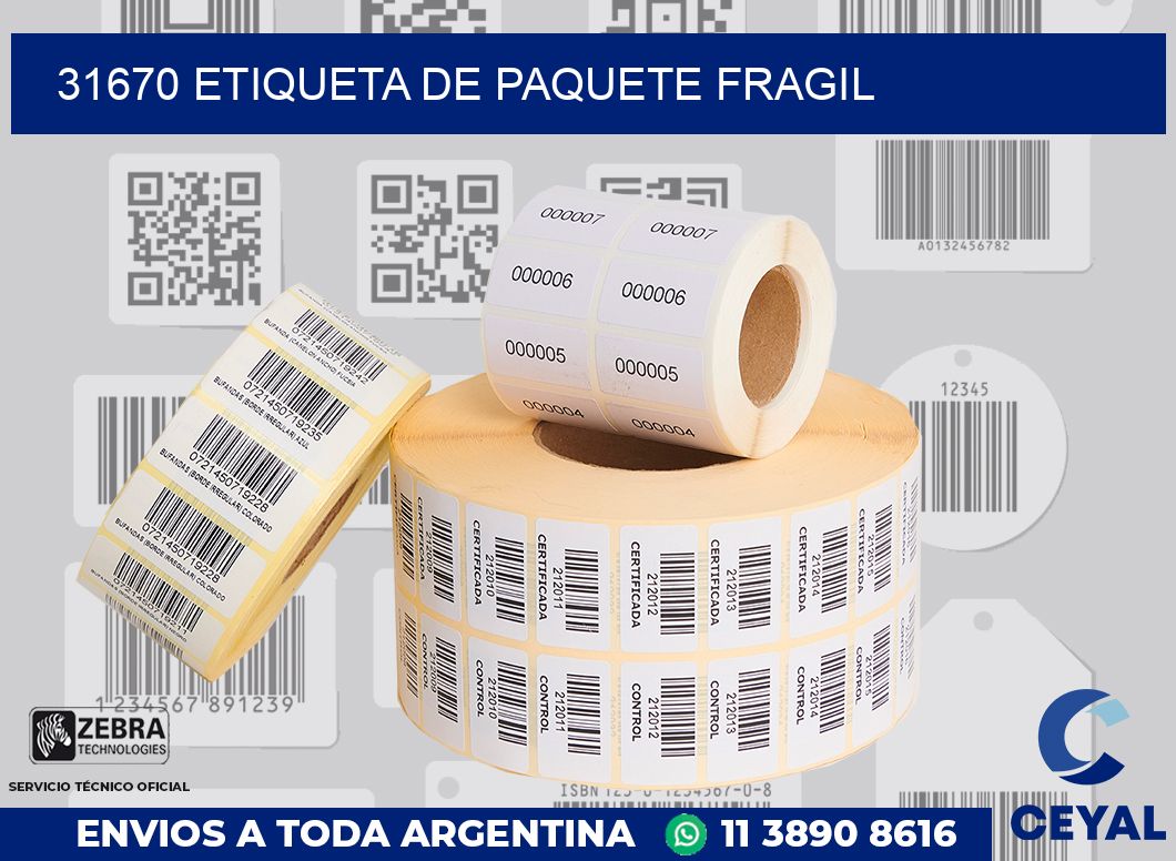 31670 Etiqueta de paquete fragil