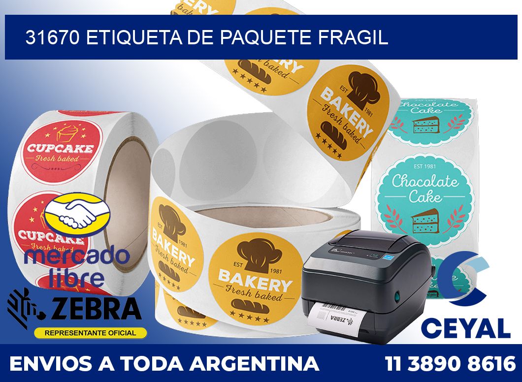 31670 Etiqueta de paquete fragil