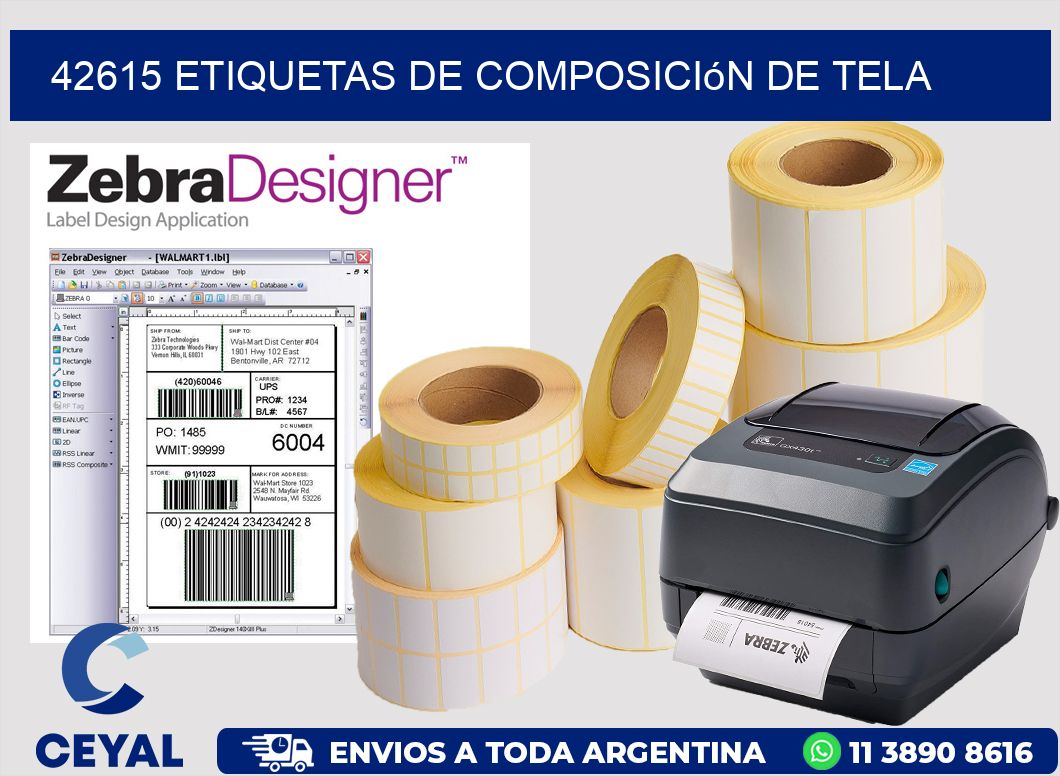 42615 Etiquetas de Composición de Tela