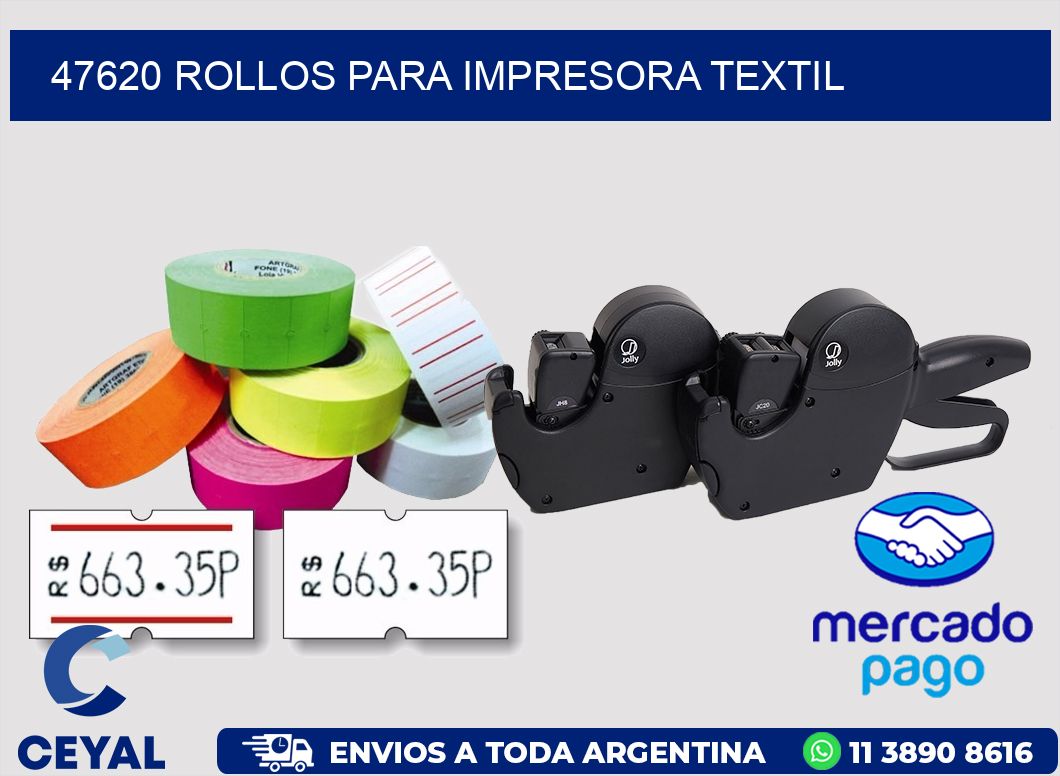 47620 rollos para impresora textil