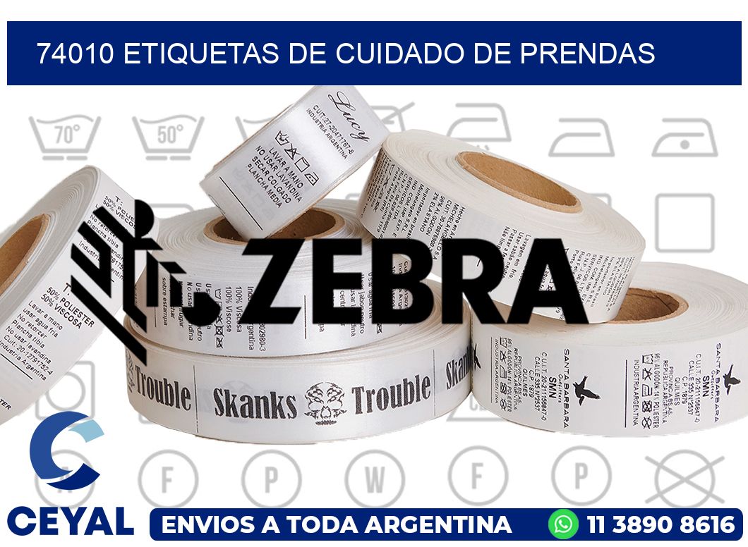 74010 Etiquetas de cuidado de Prendas