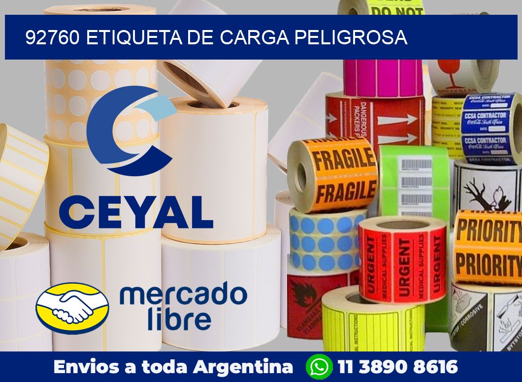 92760 Etiqueta de carga peligrosa