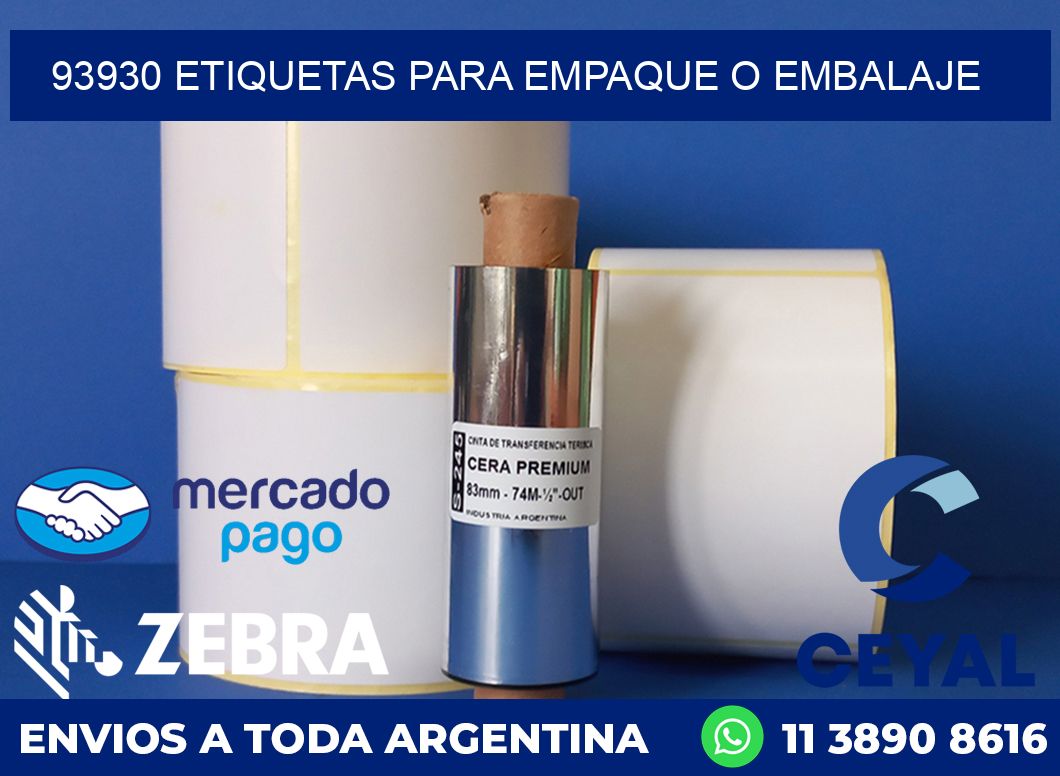 93930 etiquetas para empaque o embalaje