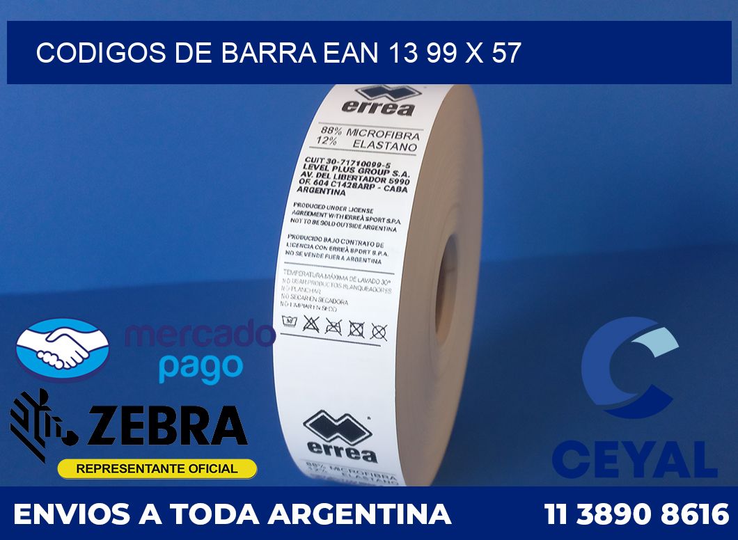 Codigos de barra EAN 13 99 x 57