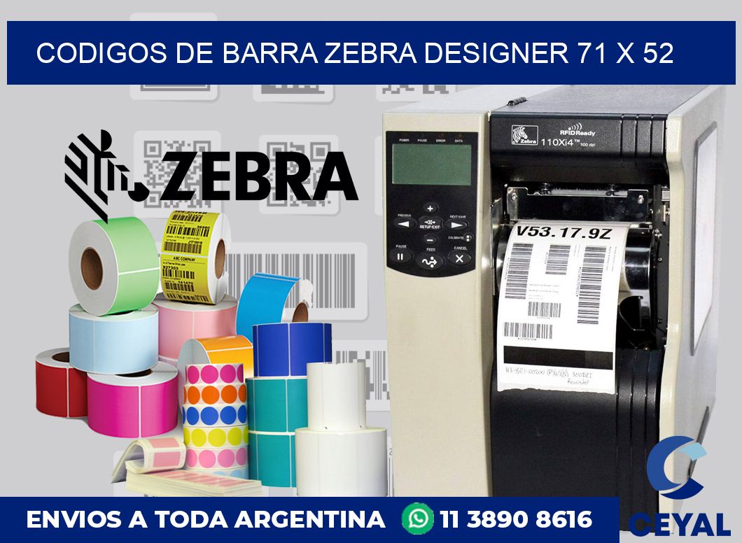 Codigos de barra Zebra designer 71 x 52