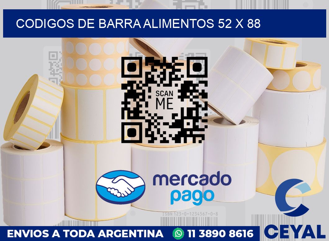 Codigos de barra alimentos 52 x 88