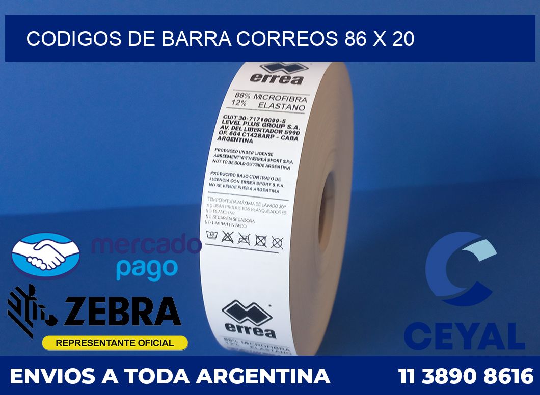Codigos de barra correos 86 x 20
