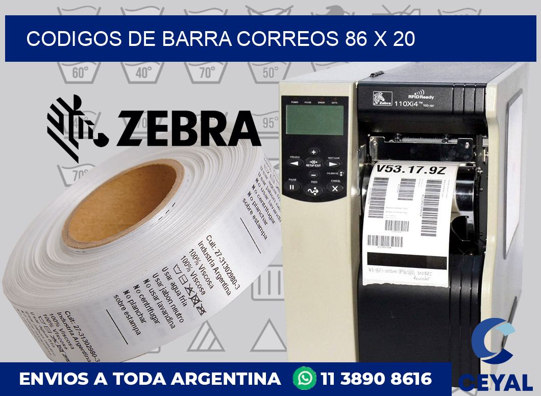 Codigos de barra correos 86 x 20