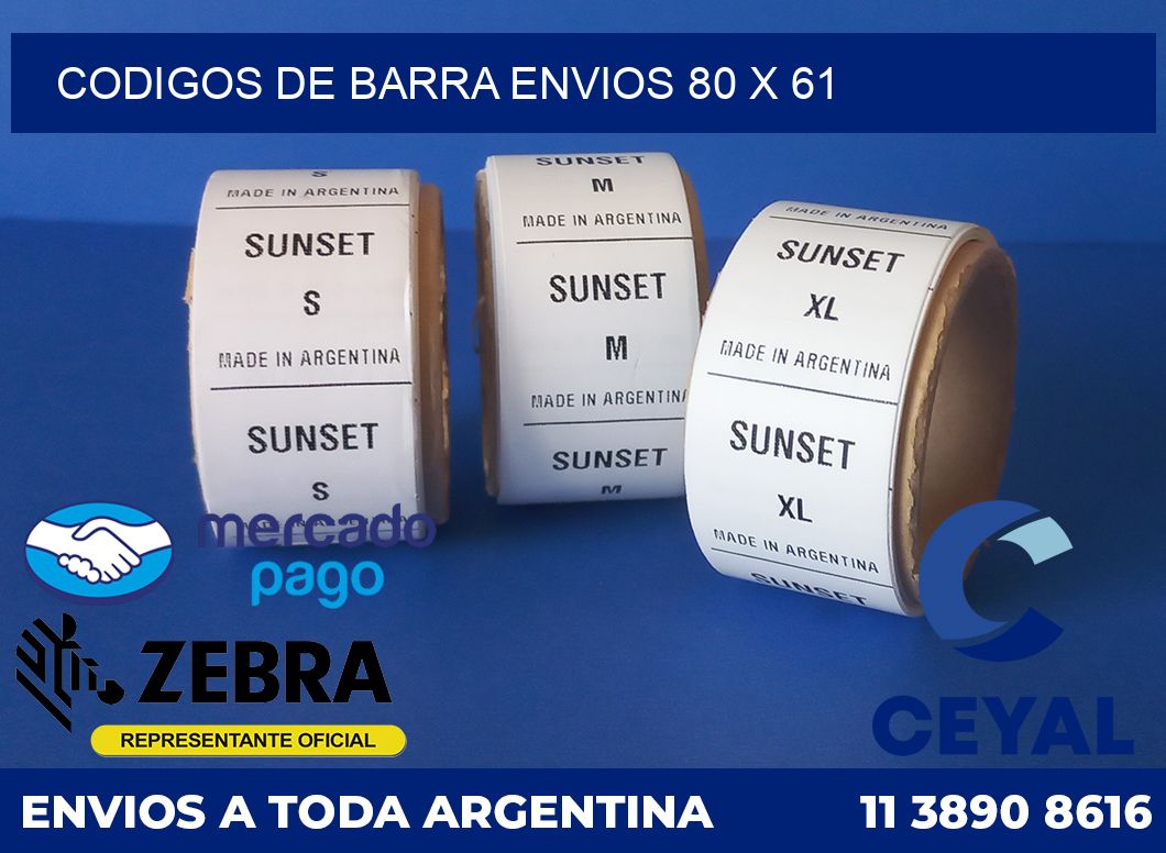 Codigos de barra envios 80 x 61