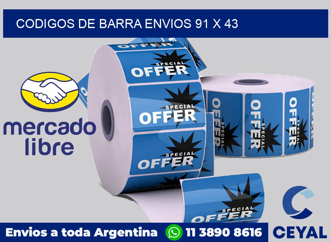 Codigos de barra envios 91 x 43