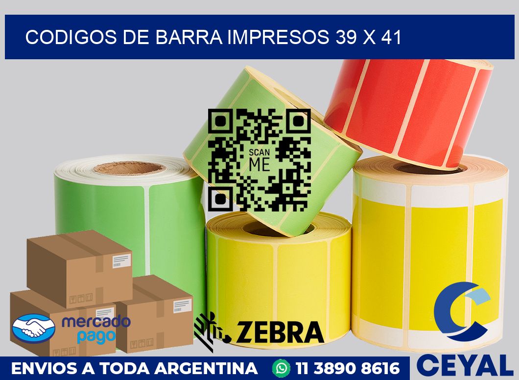 Codigos de barra impresos 39 x 41