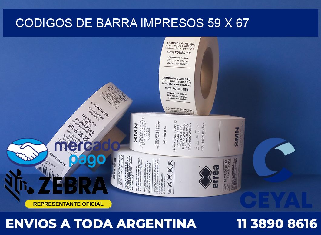 Codigos de barra impresos 59 x 67
