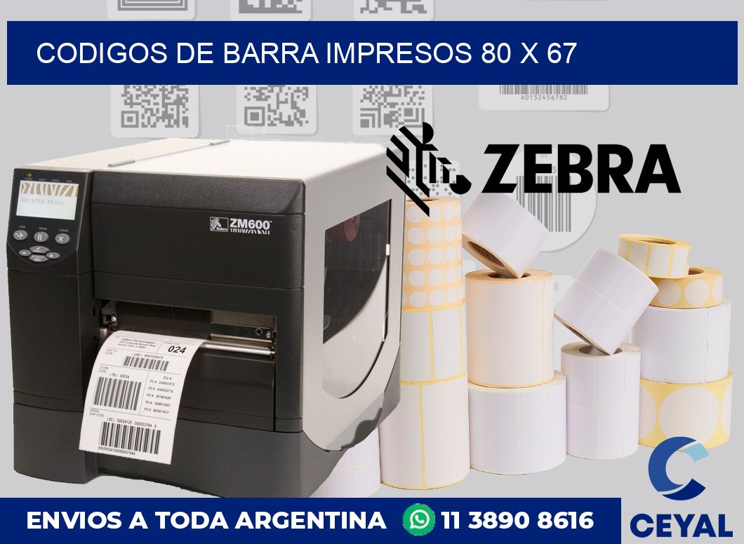 Codigos de barra impresos 80 x 67
