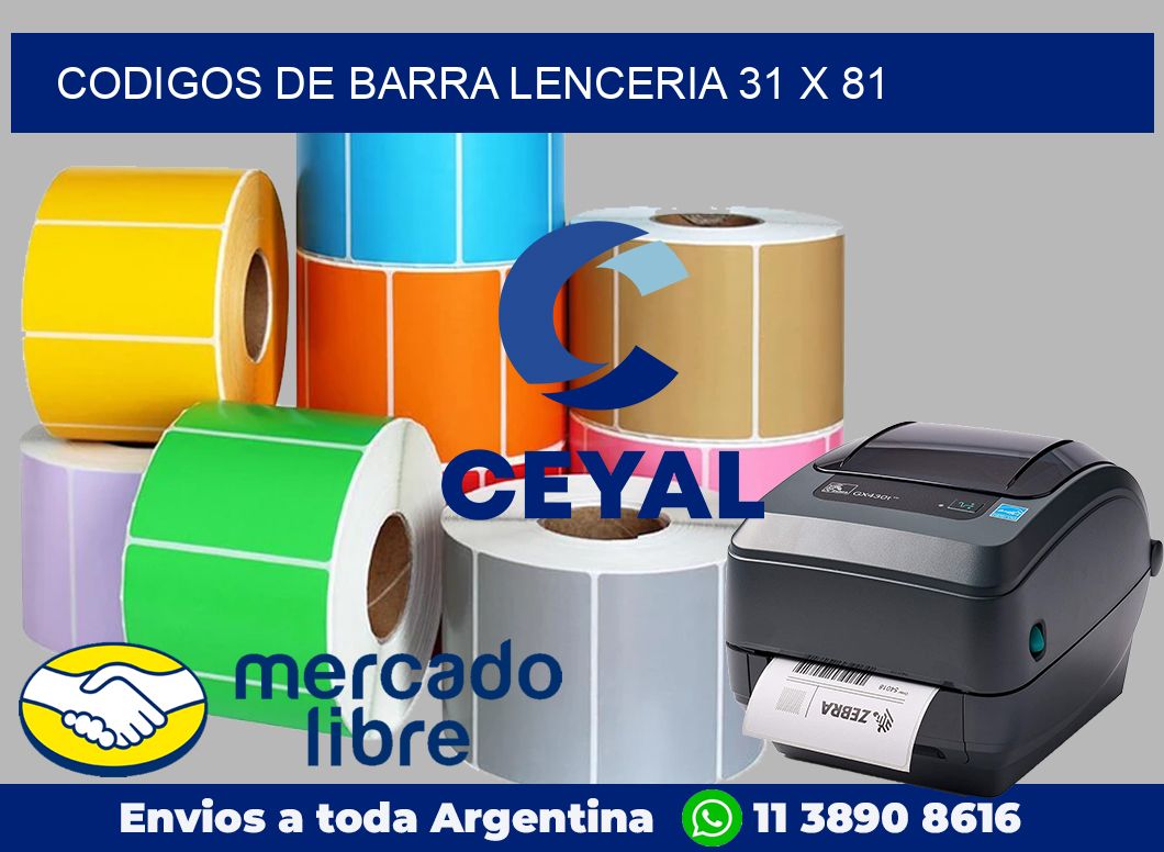 Codigos de barra lenceria 31 x 81