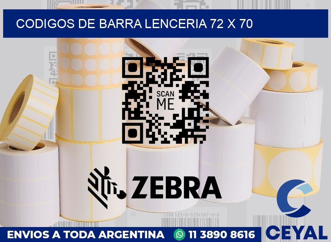Codigos de barra lenceria 72 x 70