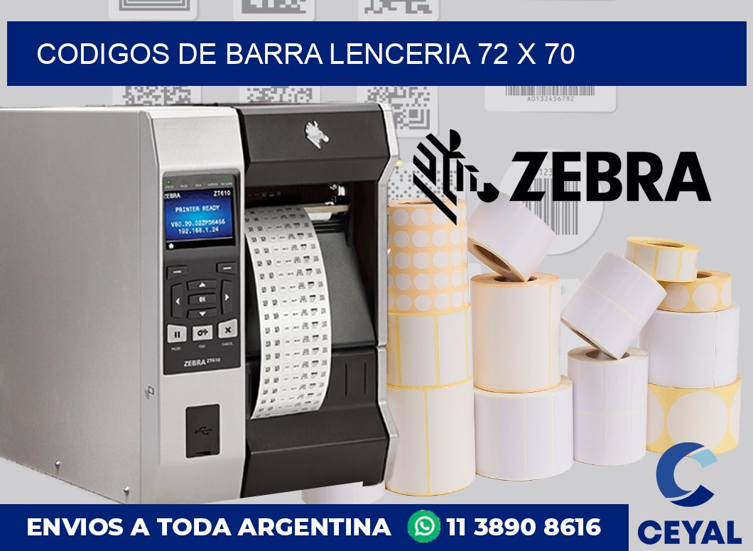 Codigos de barra lenceria 72 x 70
