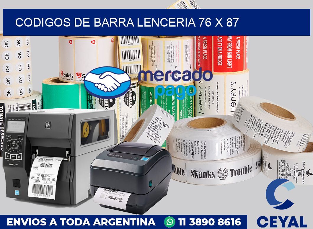 Codigos de barra lenceria 76 x 87