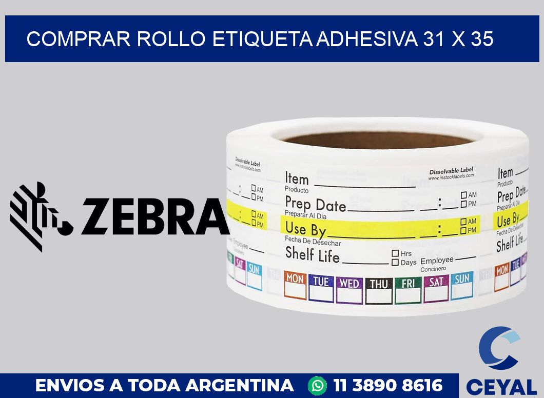 Comprar rollo etiqueta adhesiva 31 x 35