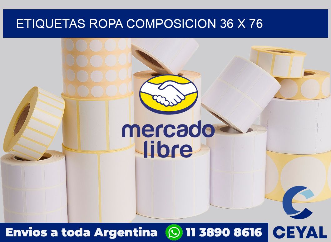 Etiquetas ropa composicion 36 x 76
