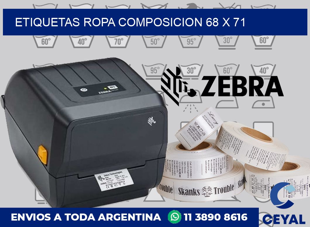 Etiquetas ropa composicion 68 x 71