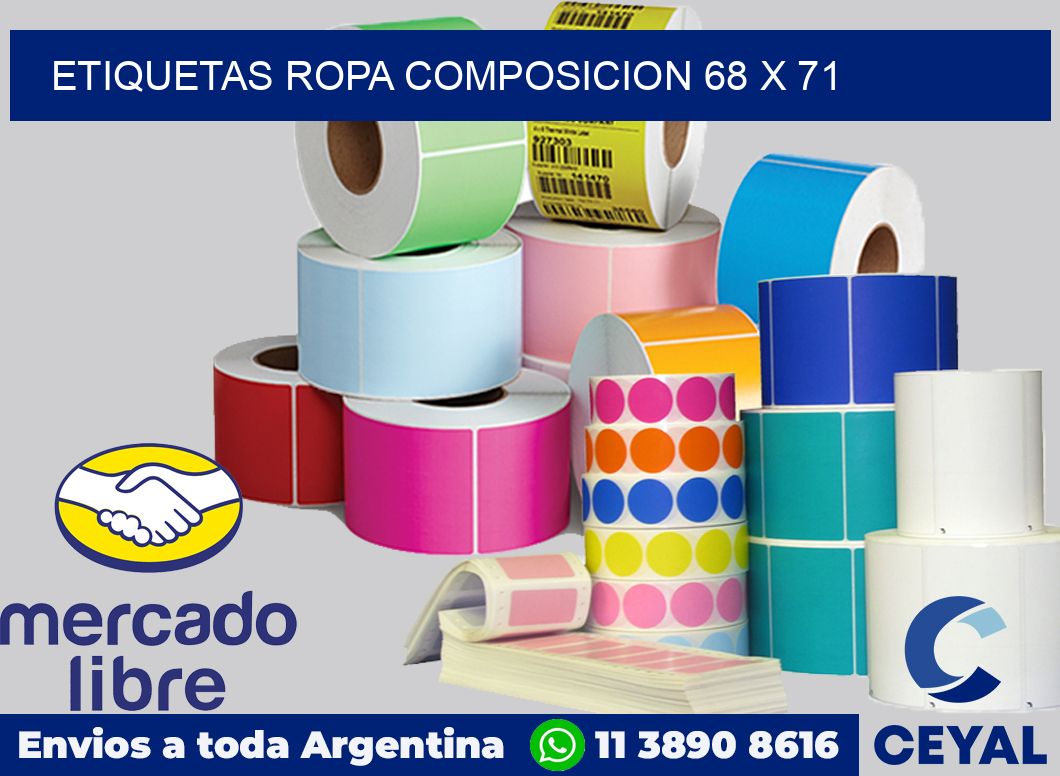 Etiquetas ropa composicion 68 x 71