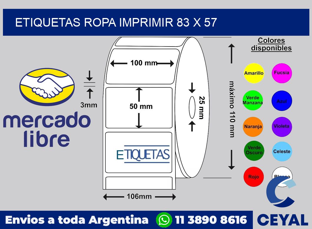 Etiquetas ropa imprimir 83 x 57