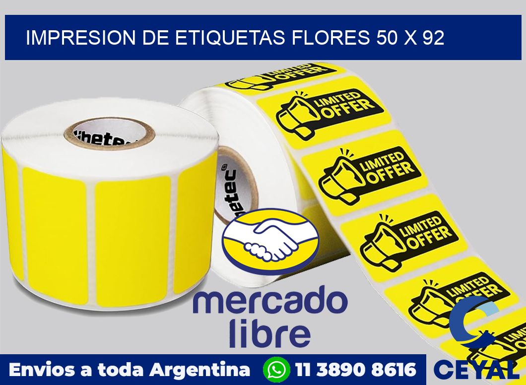 Impresion de etiquetas Flores 50 x 92