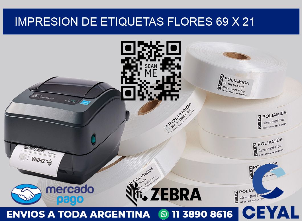 Impresion de etiquetas Flores 69 x 21