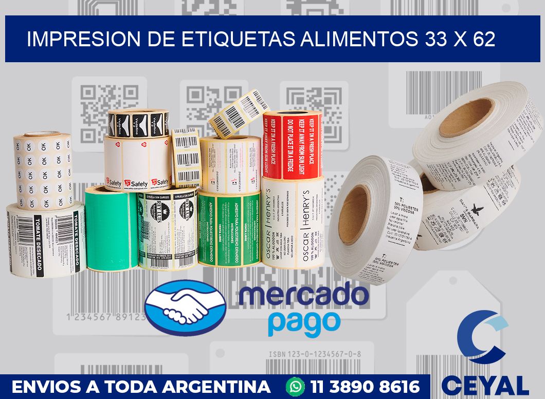 Impresion de etiquetas alimentos 33 x 62