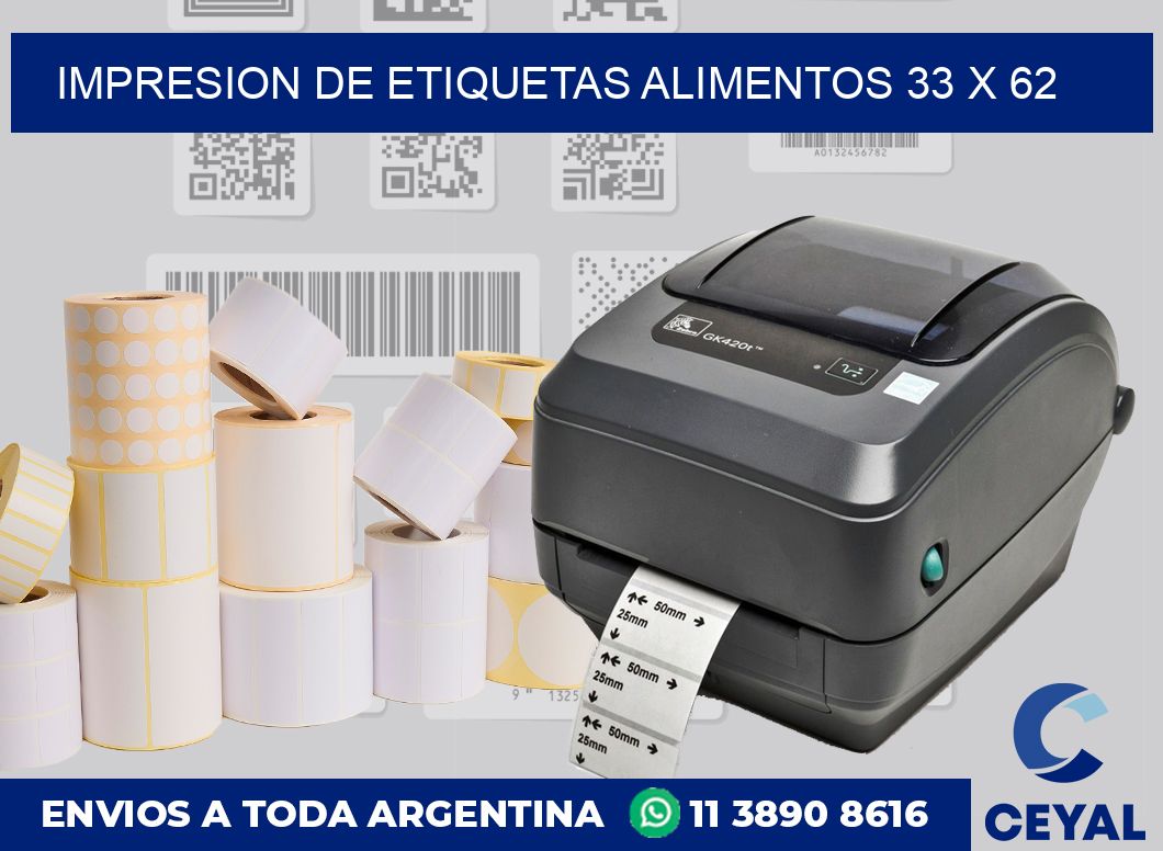 Impresion de etiquetas alimentos 33 x 62
