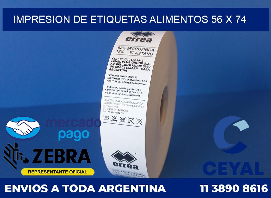 Impresion de etiquetas alimentos 56 x 74
