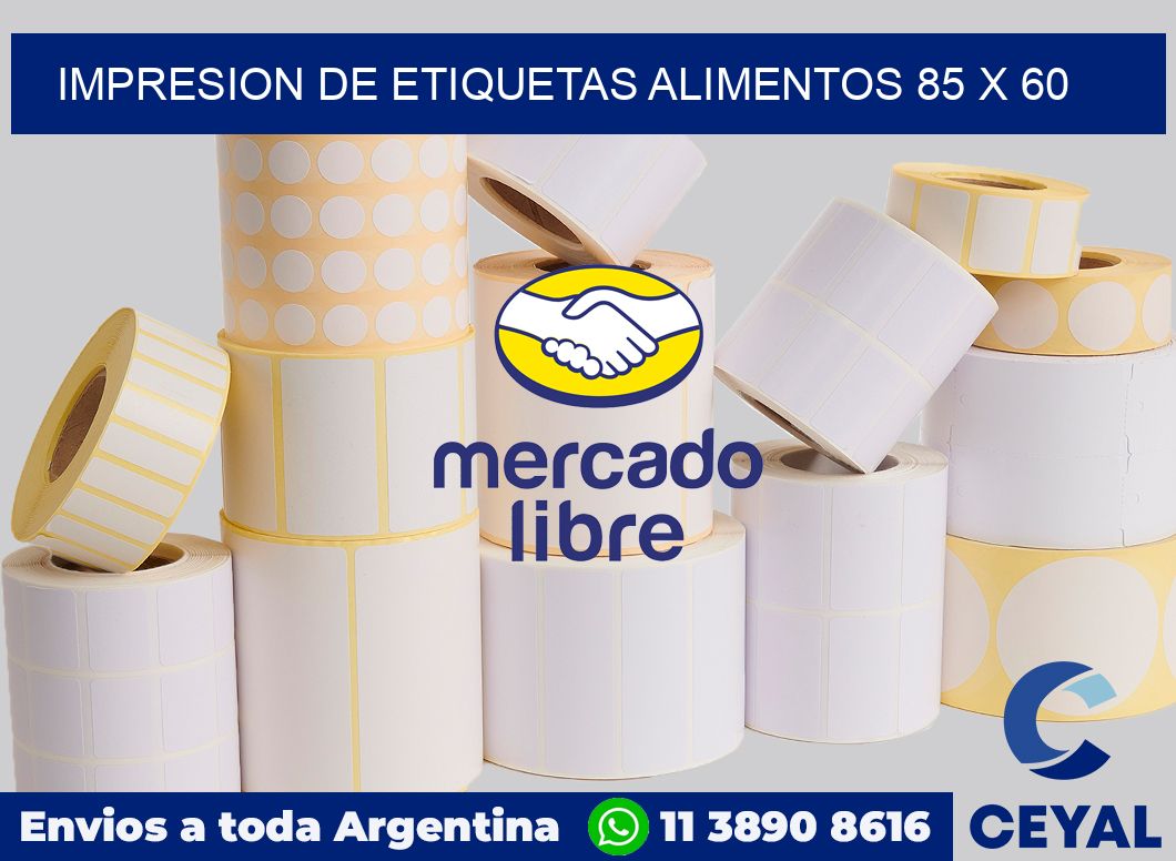 Impresion de etiquetas alimentos 85 x 60