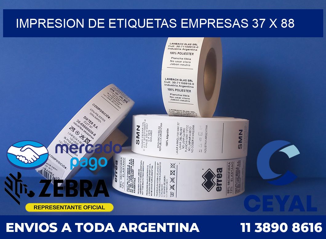 Impresion de etiquetas empresas 37 x 88