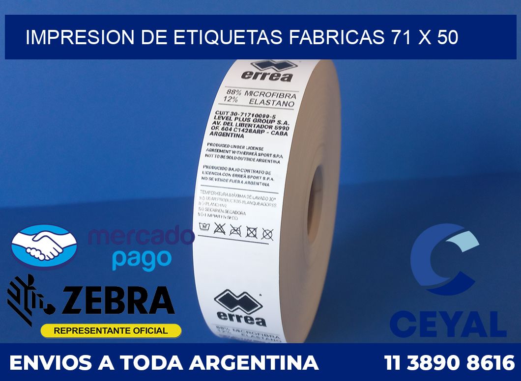 Impresion de etiquetas fabricas 71 x 50