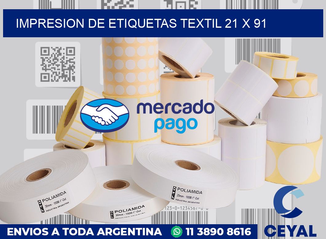 Impresion de etiquetas textil 21 x 91