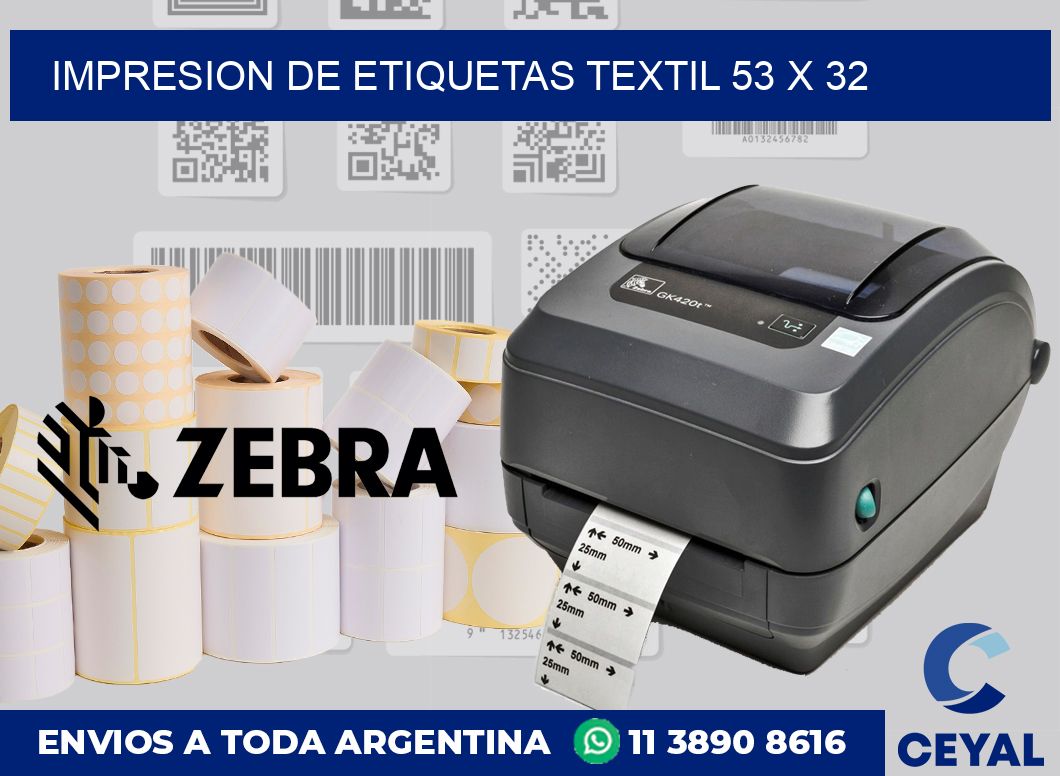 Impresion de etiquetas textil 53 x 32