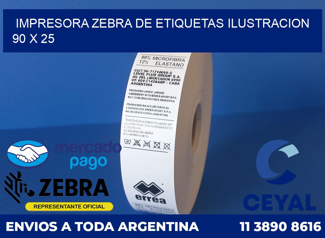 Impresora Zebra de etiquetas ilustracion 90 x 25