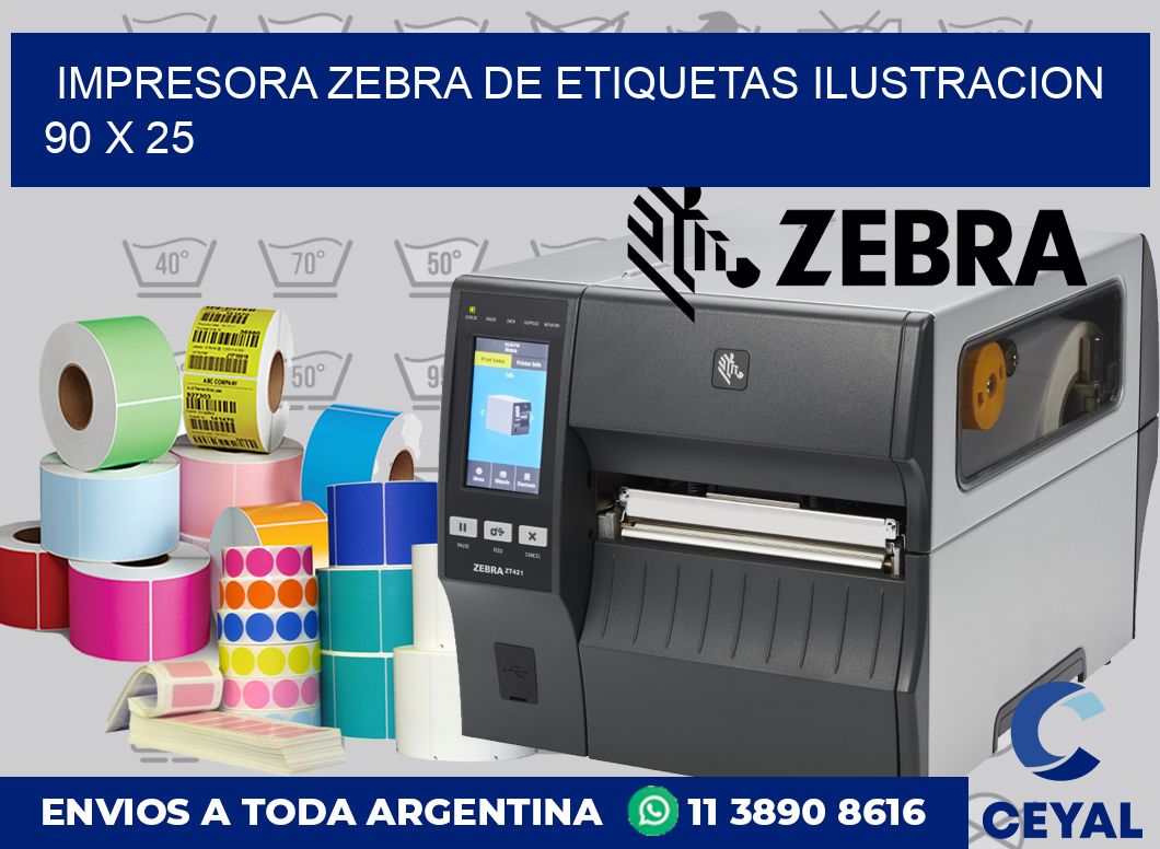 Impresora Zebra de etiquetas ilustracion 90 x 25