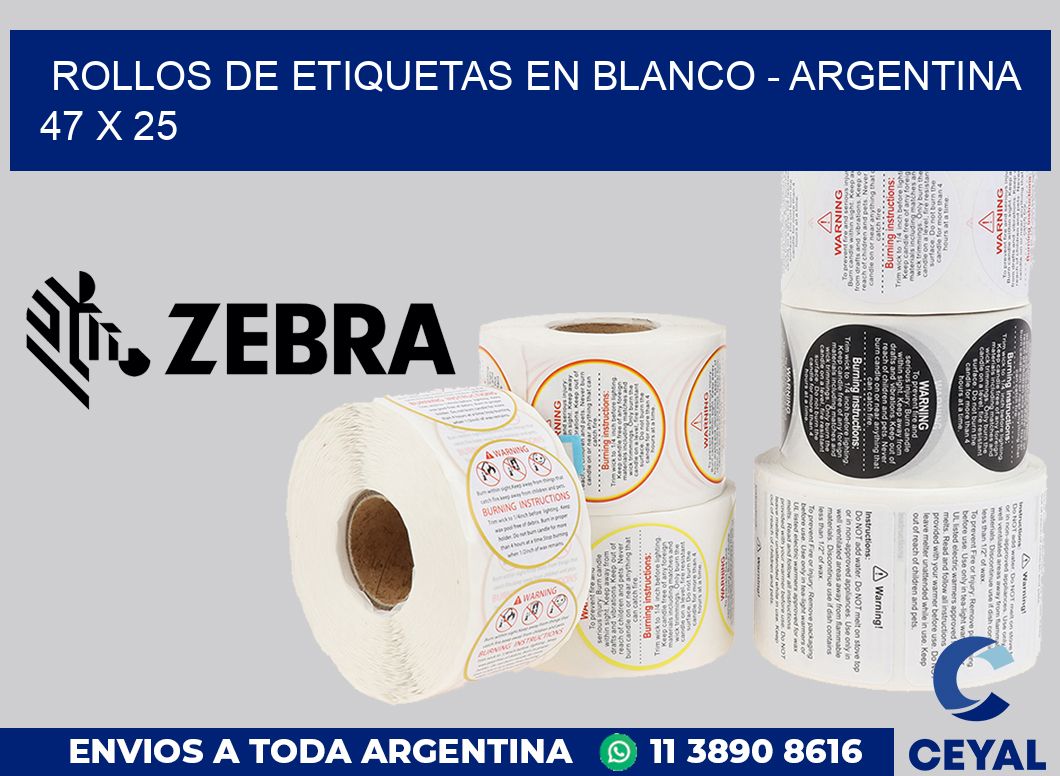 Rollos de etiquetas en blanco - Argentina 47 x 25