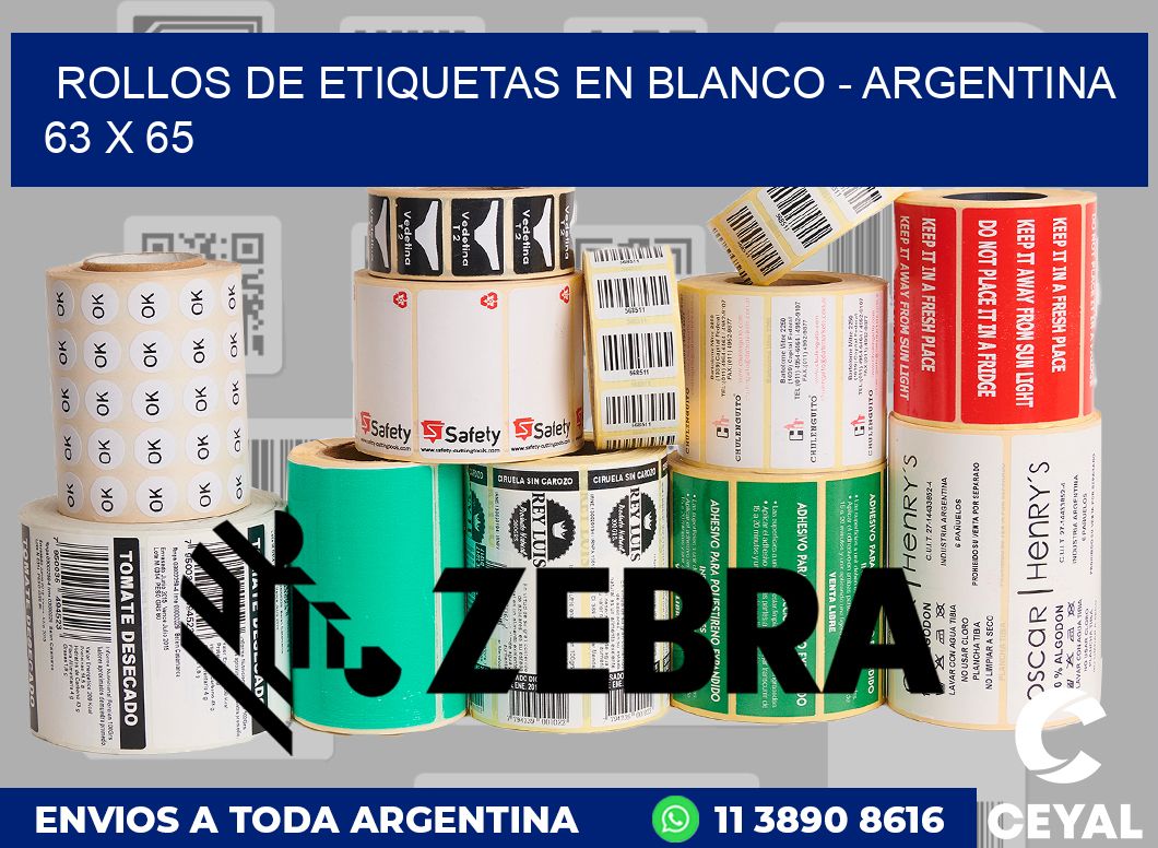 Rollos de etiquetas en blanco - Argentina 63 x 65