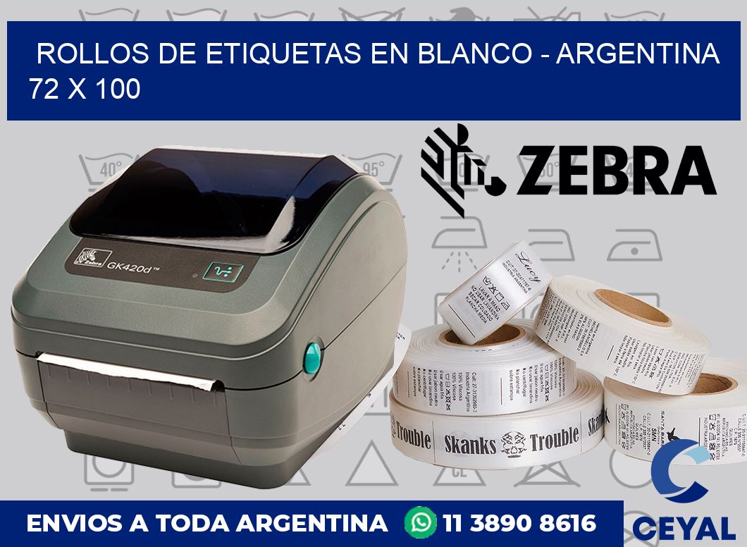 Rollos de etiquetas en blanco – Argentina 72 x 100