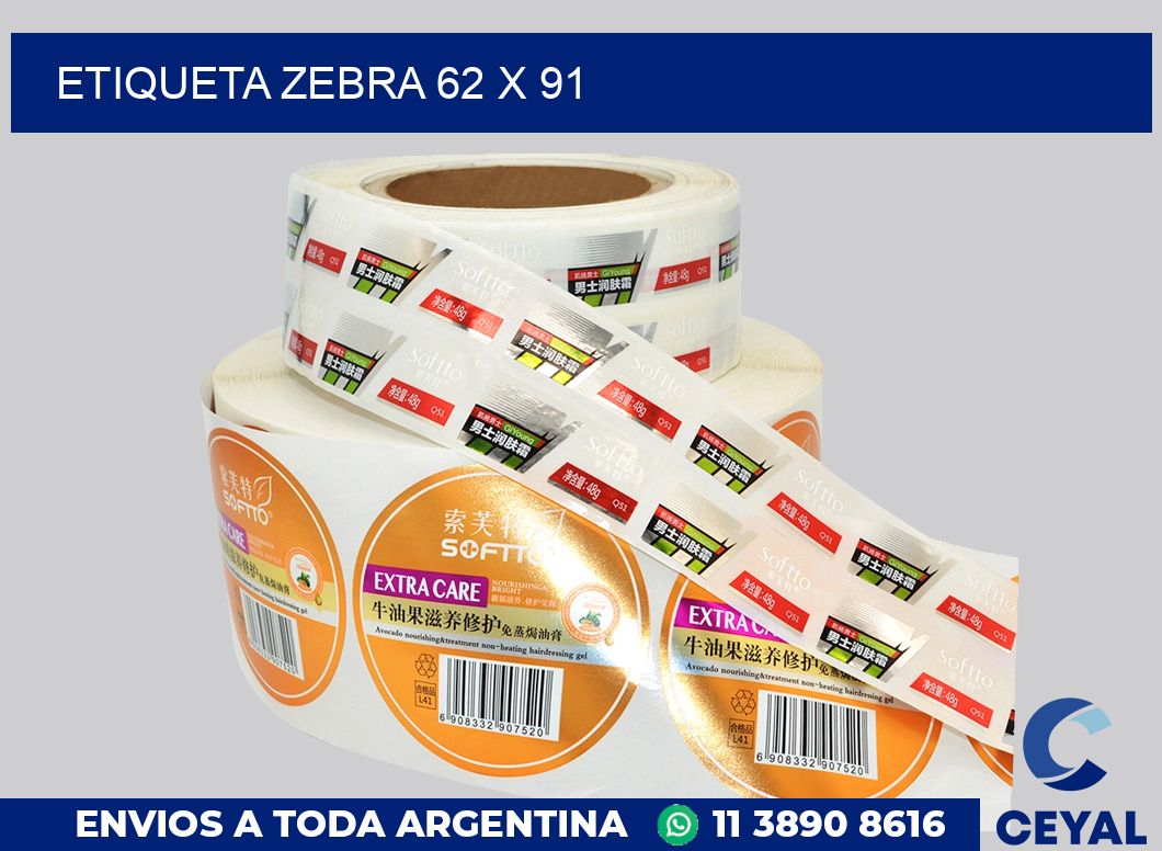 etiqueta zebra 62 x 91