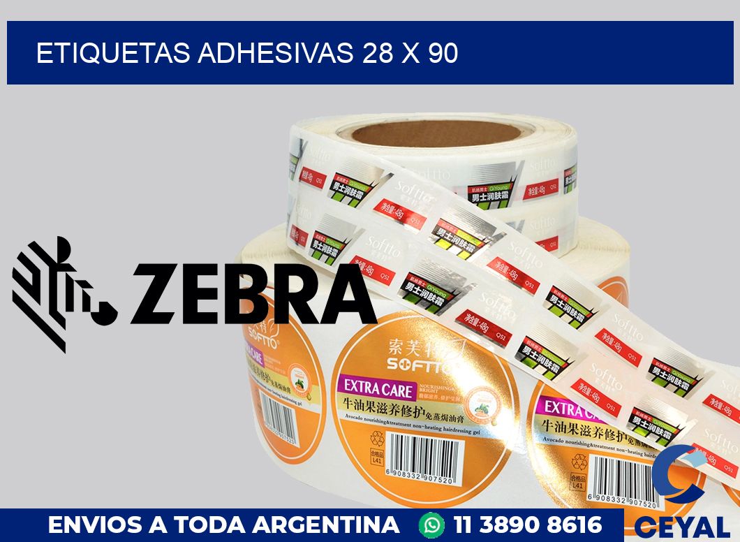 etiquetas adhesivas 28 x 90