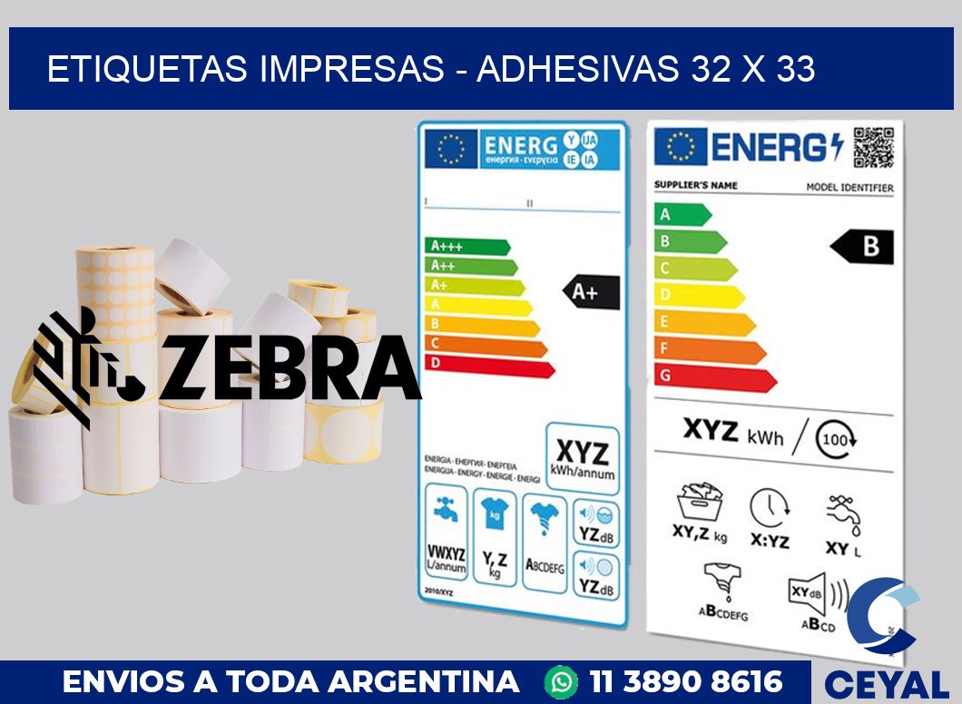 etiquetas impresas - Adhesivas 32 x 33