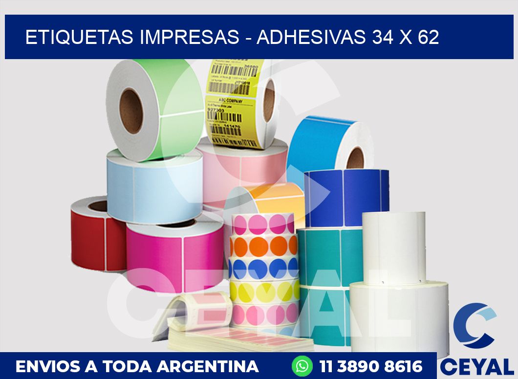 etiquetas impresas - Adhesivas 34 x 62