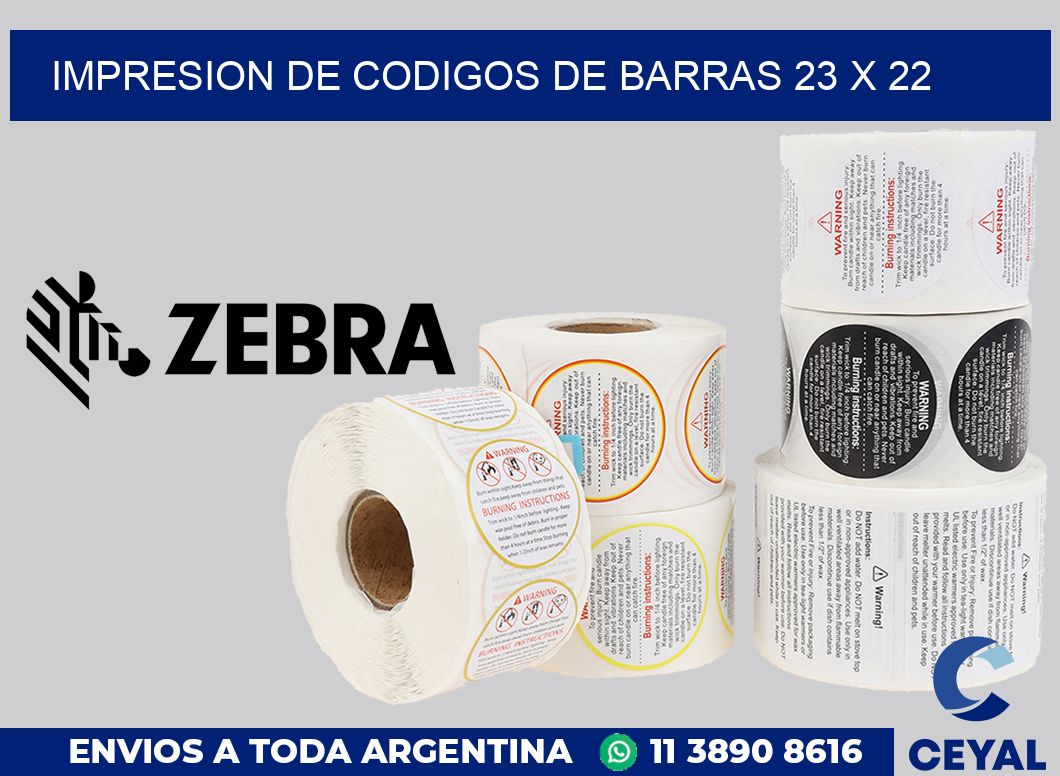 impresion de codigos de barras 23 x 22