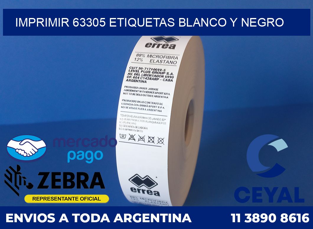 imprimir 63305 etiquetas blanco y negro
