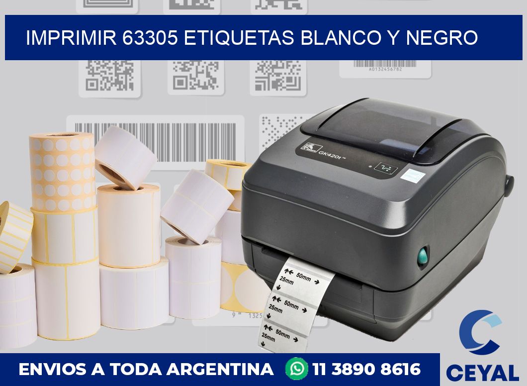 imprimir 63305 etiquetas blanco y negro